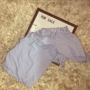 Off the shoulder striped blouse.
